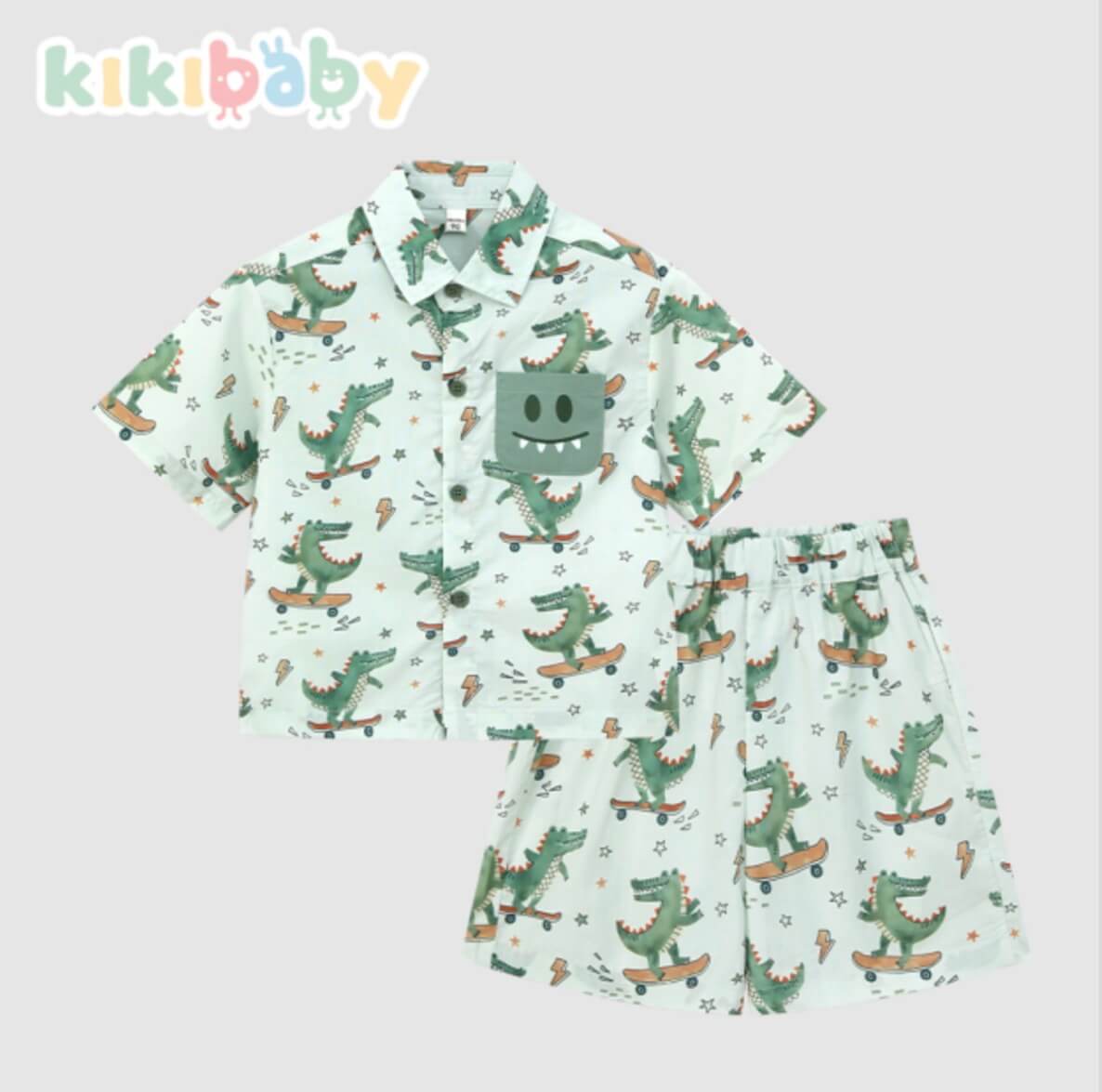 Crocodile Print Shirt & Shorts Set
