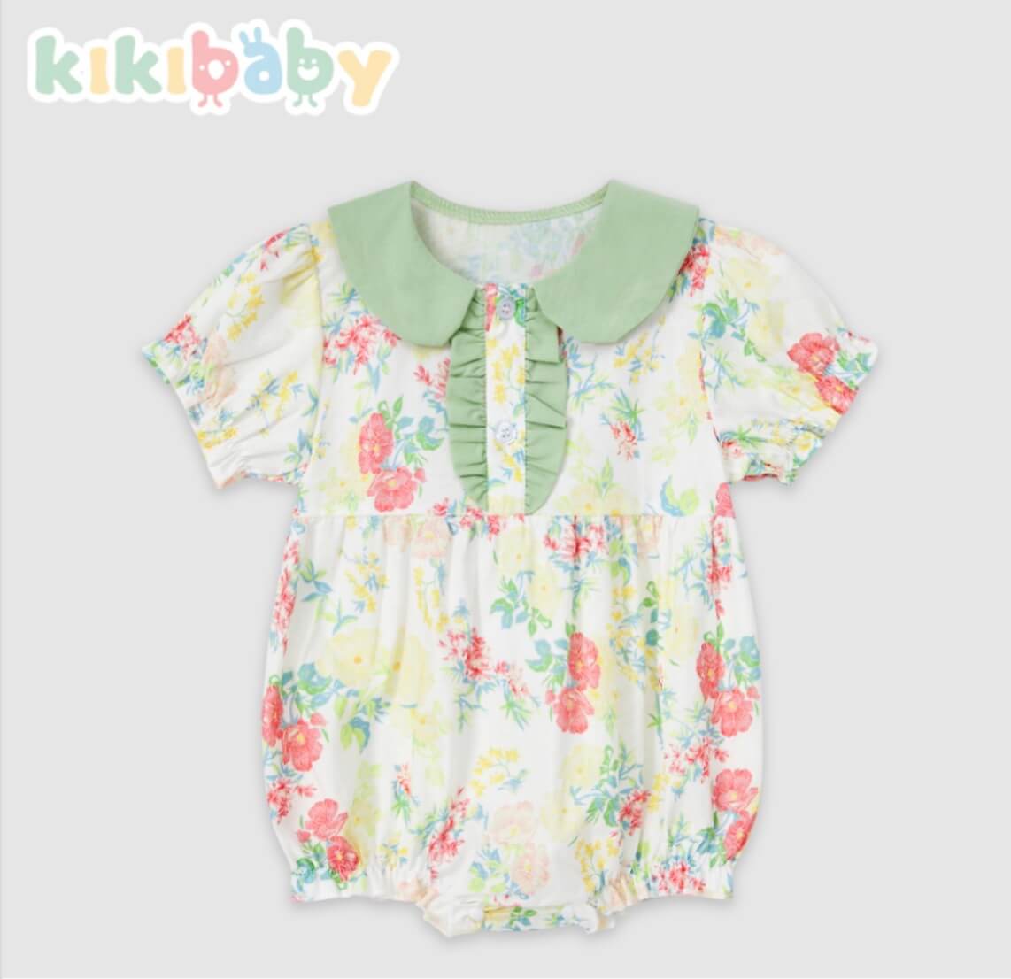 Sage Floral Baby Romper