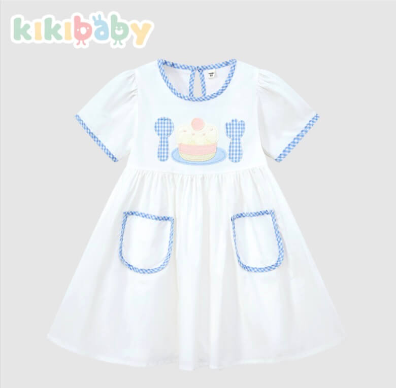 Blue Trim Cupcake Dress