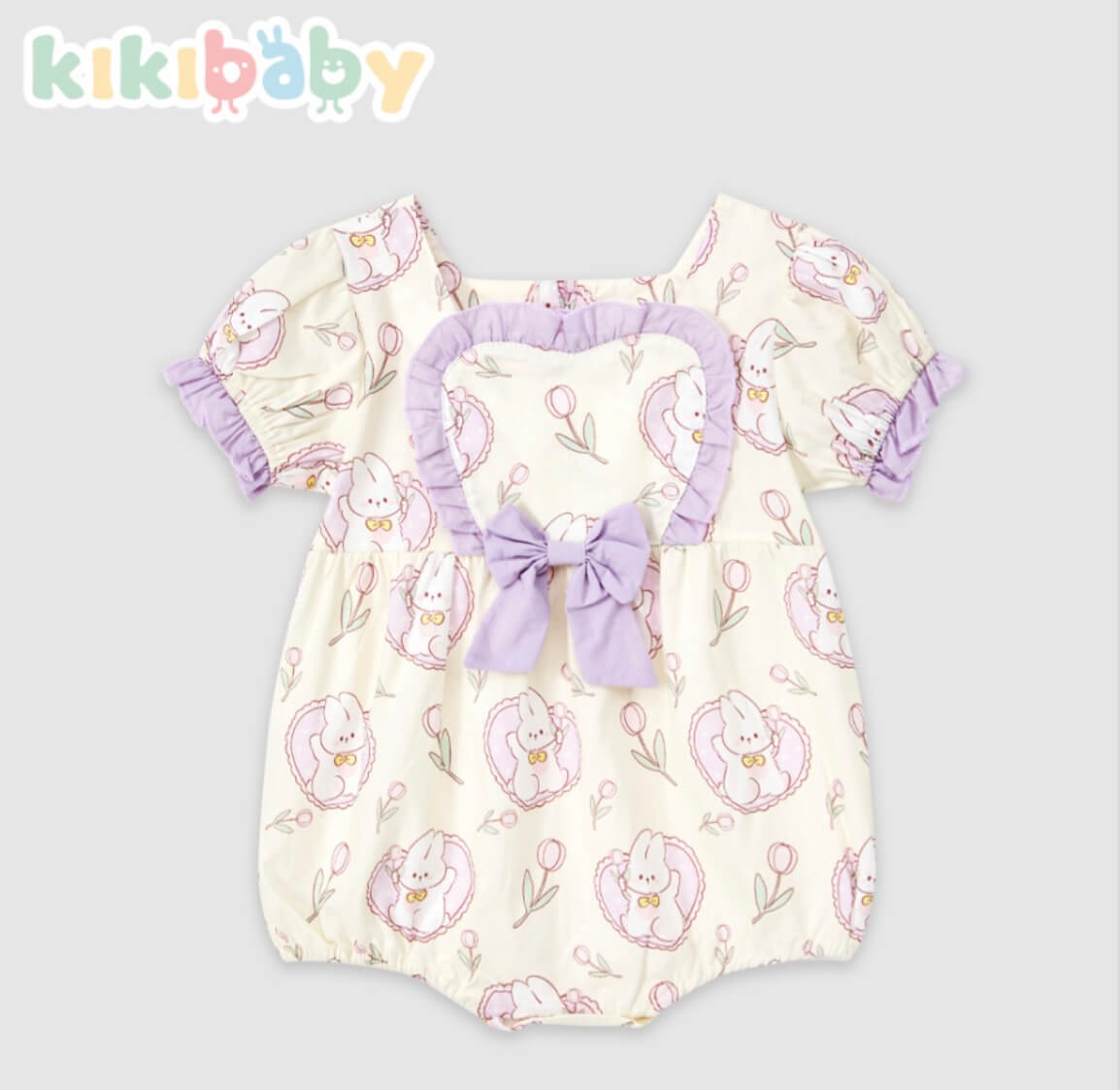 Purple Hearts & Bunny Baby Romper