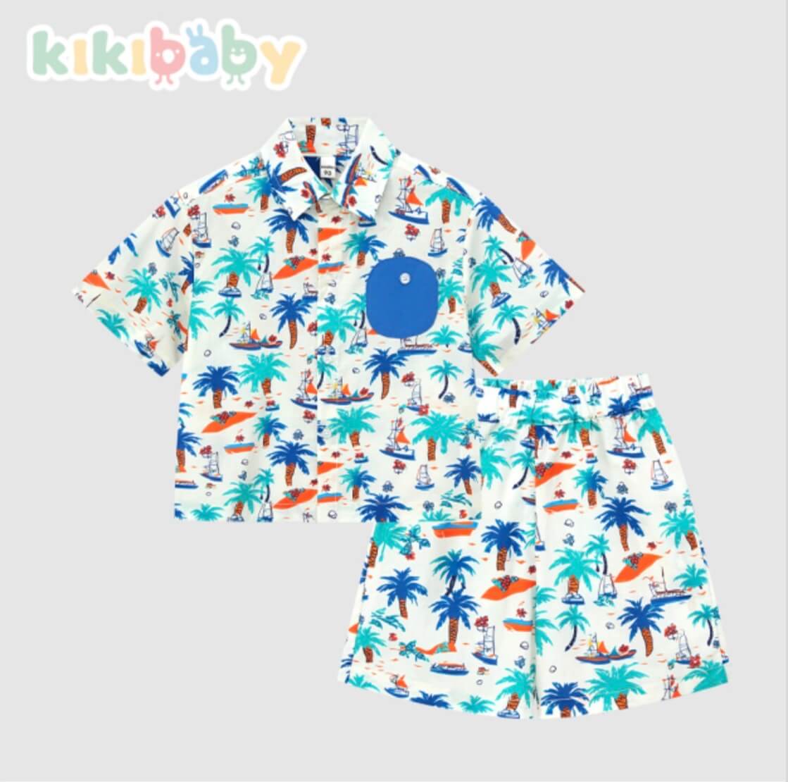 Sailboat & Palm Tree Shirt & Shorts Set